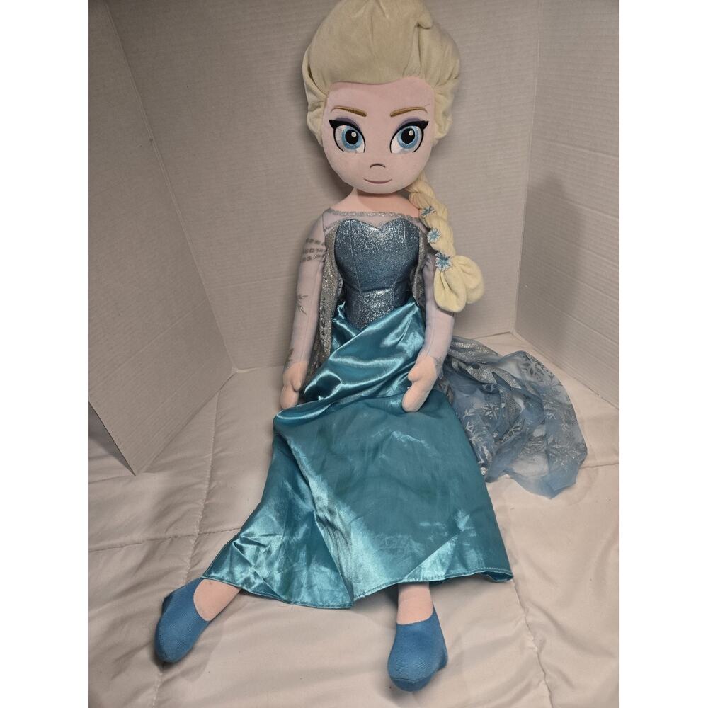 Disney Frozen Jumbo Elsa 24” Plush Doll Just Play Toddler Sz Princess Room Decor